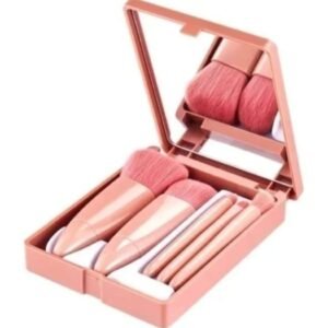 KIT 5 PINCÉIS DE MAQUIAGEM + ESTOJO COM ESPELHO
