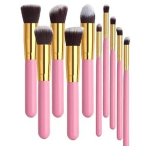 KIT PINCEIS KABUKI PARA MAQUIAGEM COM 10 PEÇAS CORES SORTIDAS
