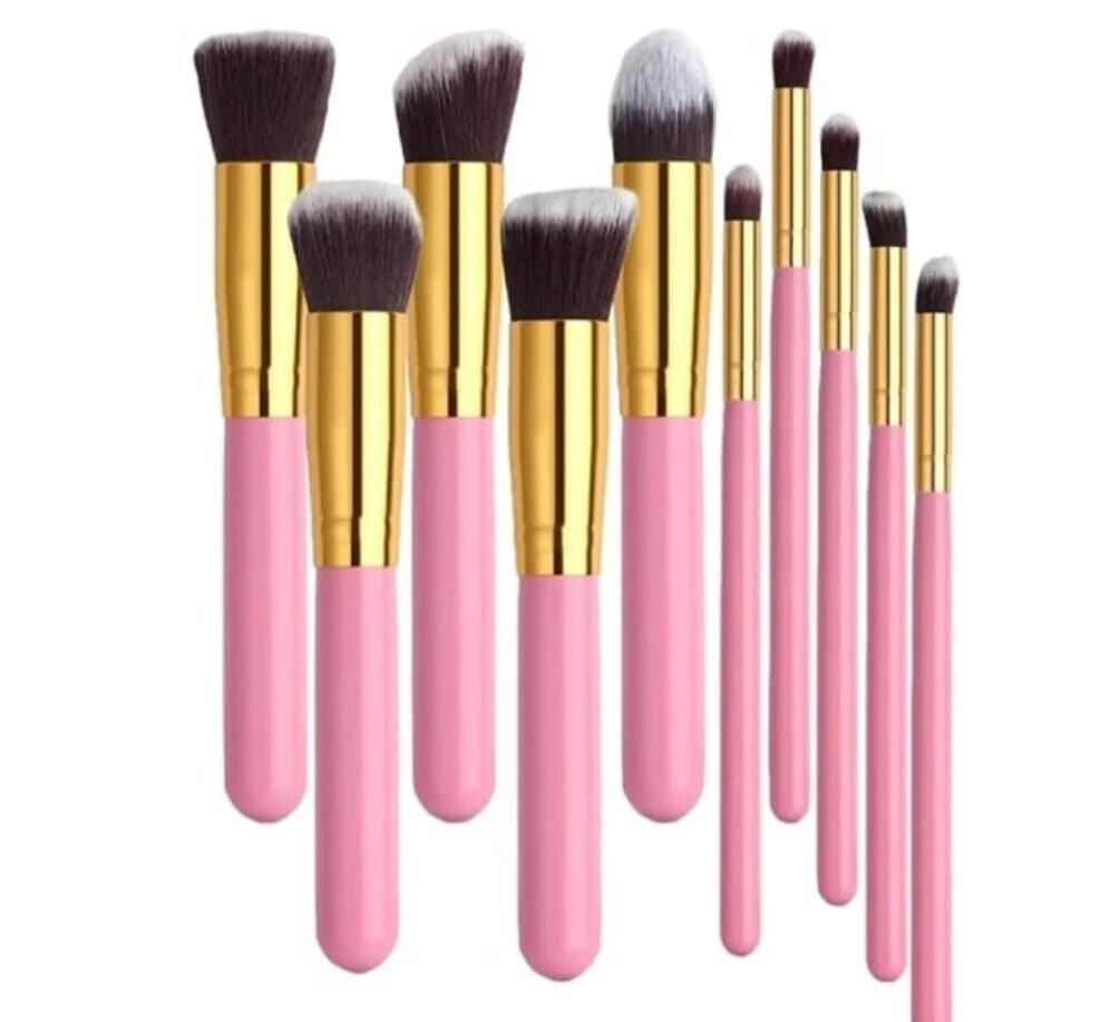 KIT PINCEIS KABUKI PARA MAQUIAGEM COM 10 PEÇAS CORES SORTIDAS