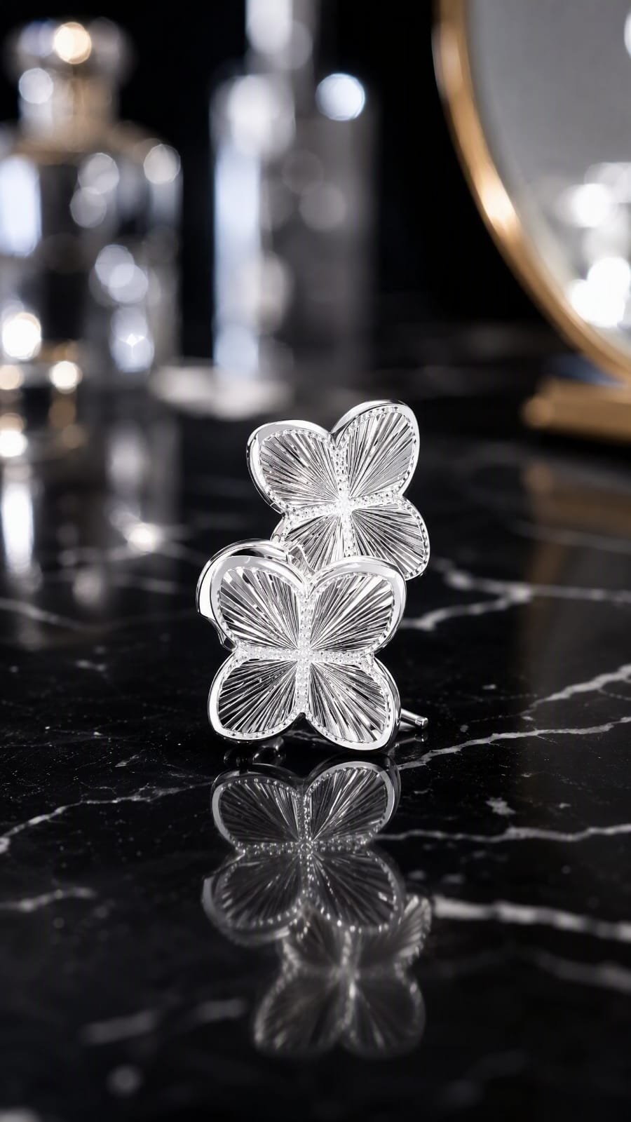 Brinco Flor Texturizada Miolo Cravejado Banho de Prata